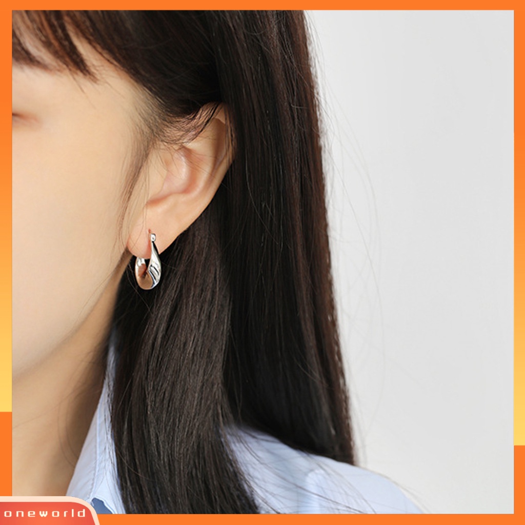 [WOD] 1pasang Anting Menjuntai Bersinar Anting Hoop Twist Geometris Tembaga Tahan Aus Untuk Pesta