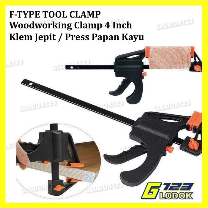 F Clamp Catok Klem Alat Penjepit Kayu Besi Ratchet 4 6 8 10 16 Inch