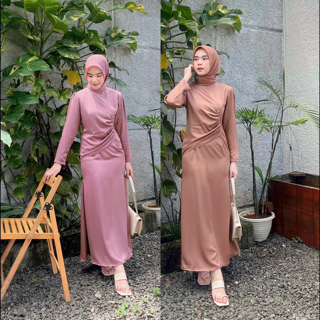 Ivana Dress Muslim Panjang dengan Bahan Satin Velvet yang Mewah, Menampilkan Kesempurnaan dan Keanggunan untuk Acara Pesta, Kondangan, Bridesmaid, dan Promnight