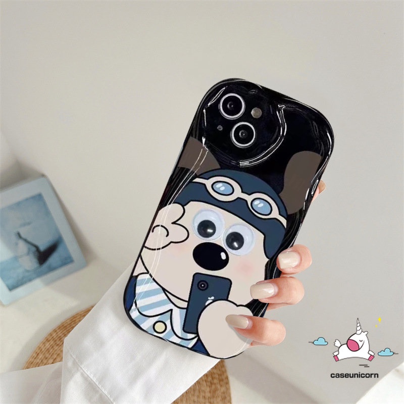 Untuk Realme C53 C55 C31 C11 C35 5i 9i 5sC25 C33 C30 C15 5 6i 7i C21Y C25s C25Y C12 C17 C21 C2 C20 C3 C1 3D Wavy Curved Edge Cute Gromit Selfie Dog Kartun Lembut Tpu Pasangan Cover
