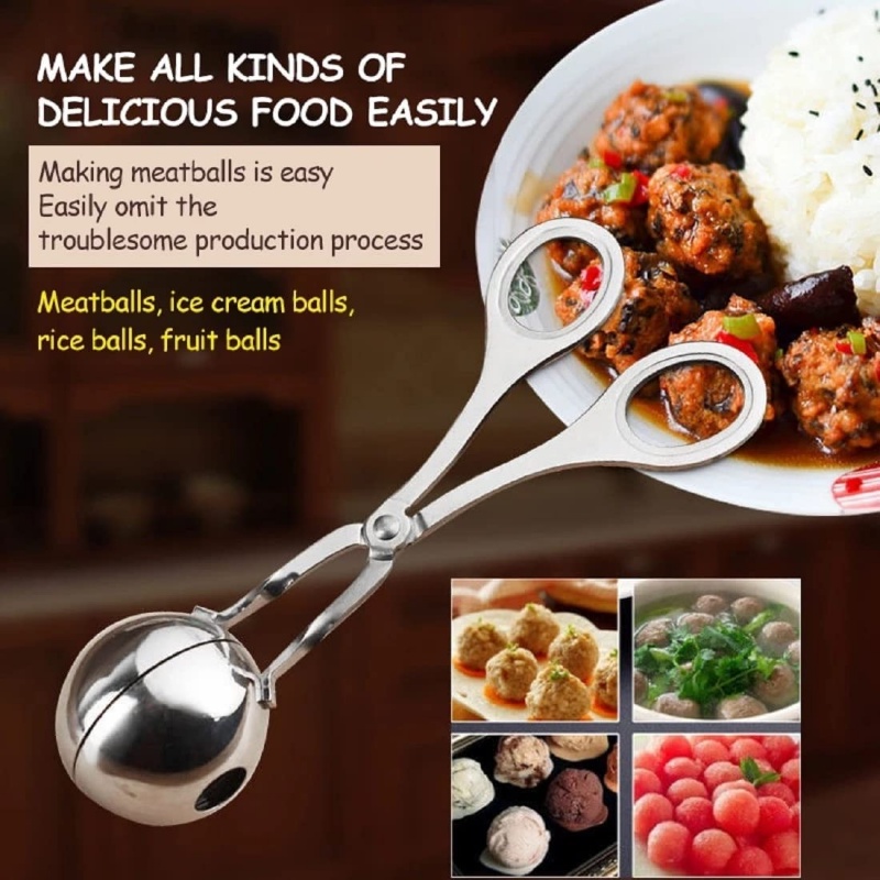 Multifungsi Non-Stick Pembuat Bakso Stainless Steel DIY Nasi Es Krim Bola Ikan Klip Kroket Cetakan Aksesoris Dapur