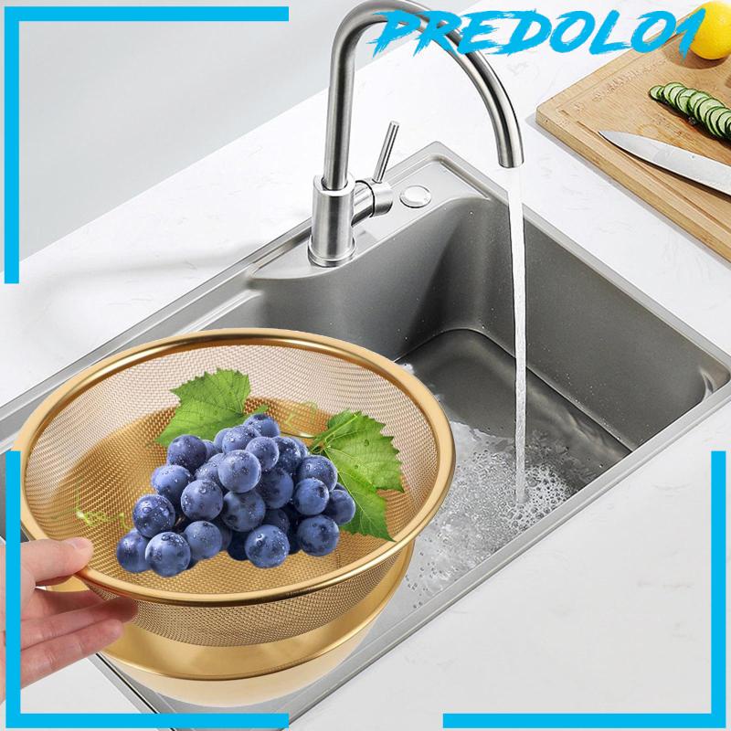 [Predolo1] Drain Basket Washer Stainless Steel Colander Bowl Untuk Mencampur Buah