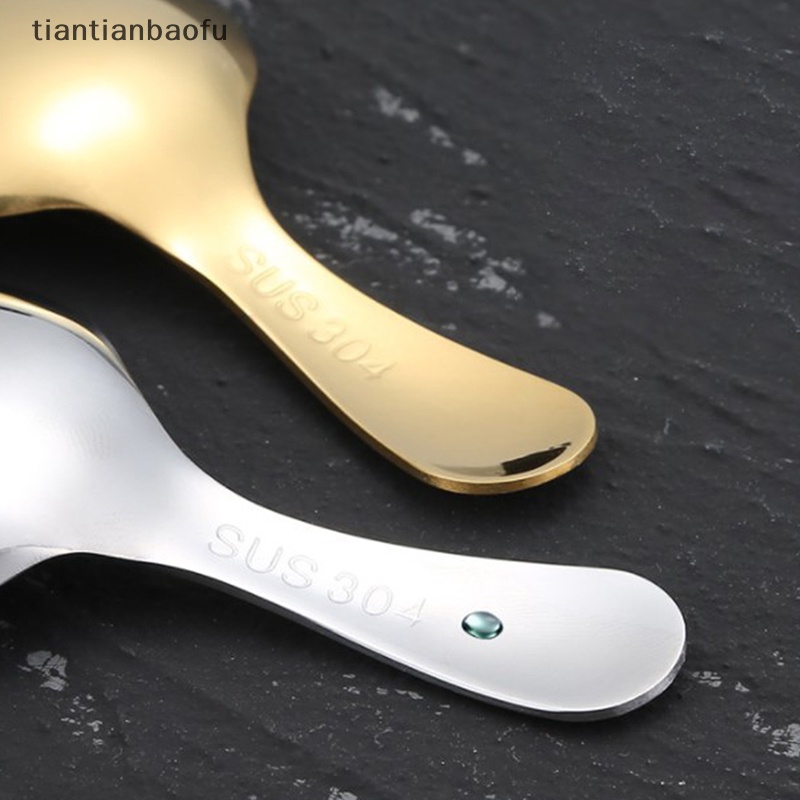 [tiantianbaofu] Lucu Stainless Steel Gagang Pendek Kepala Bulat Sendok Bayi Es Krim Dessert Spoon Butik