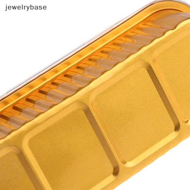 [jewelrybase] 10pcs Cup Loyang Aluminium Foil Persegi Panjang Dapat Digunakan Kembali Dengan Tutup Cetakan Kue Puding Butik