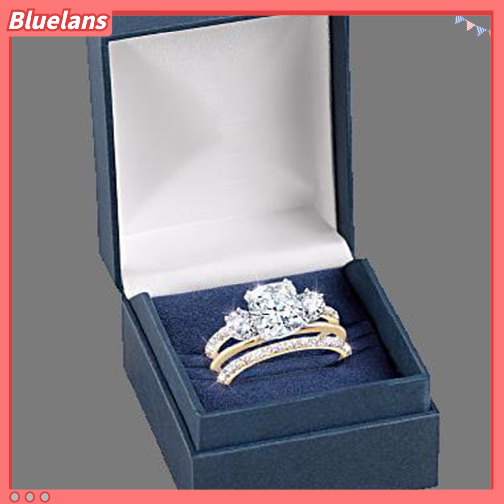 [BLS] 3pcs /Set Cincin Berlian Imitasi Inlay Tahan Aus Paduan Wanita Finger Band Untuk Pernikahan