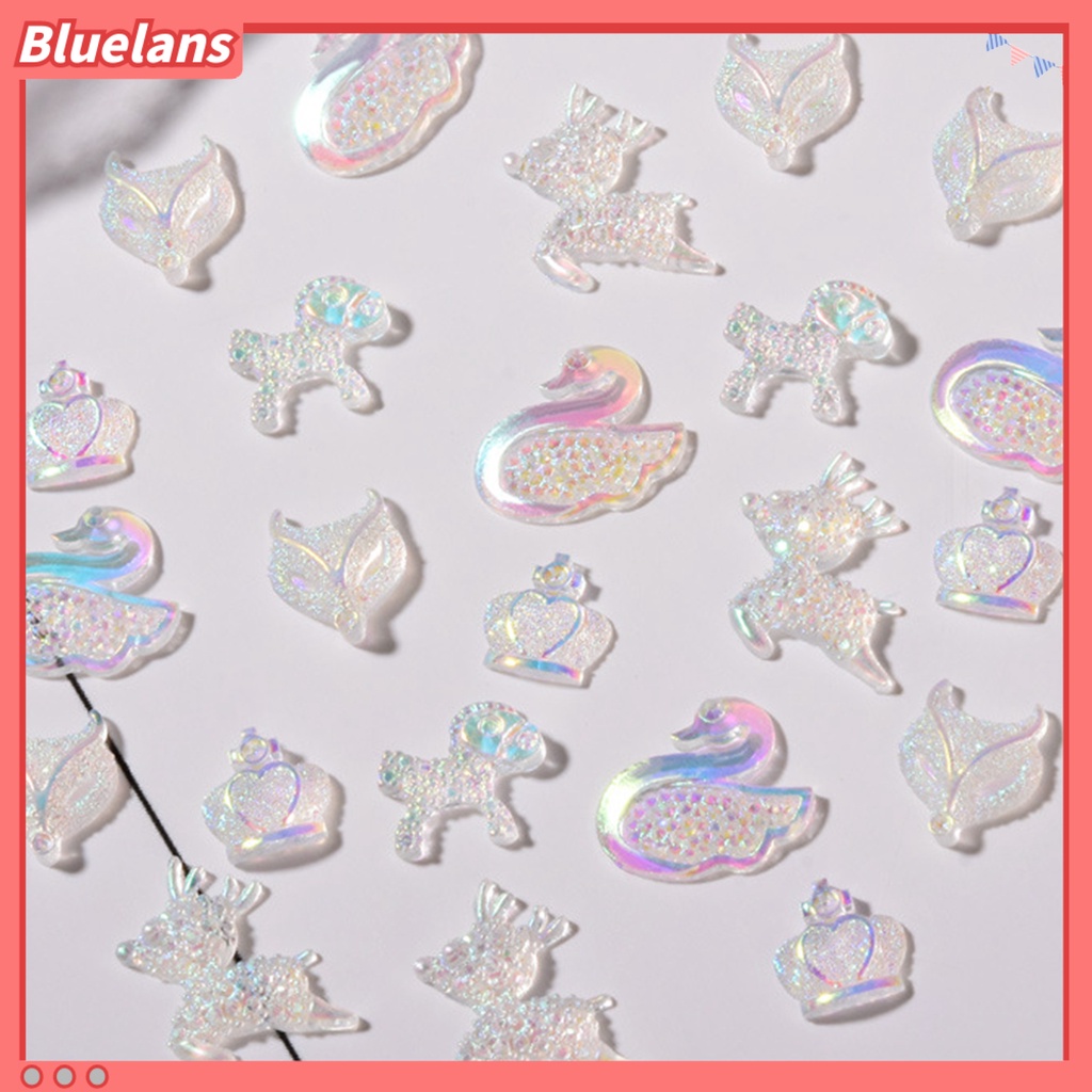 [BLM] 30pcs /Pack Dekorasi Kuku Mahkota Bentuk Hewan Flat Bottom Resin Nail Art Rhinestones Jewelry Untuk Desain Kuku