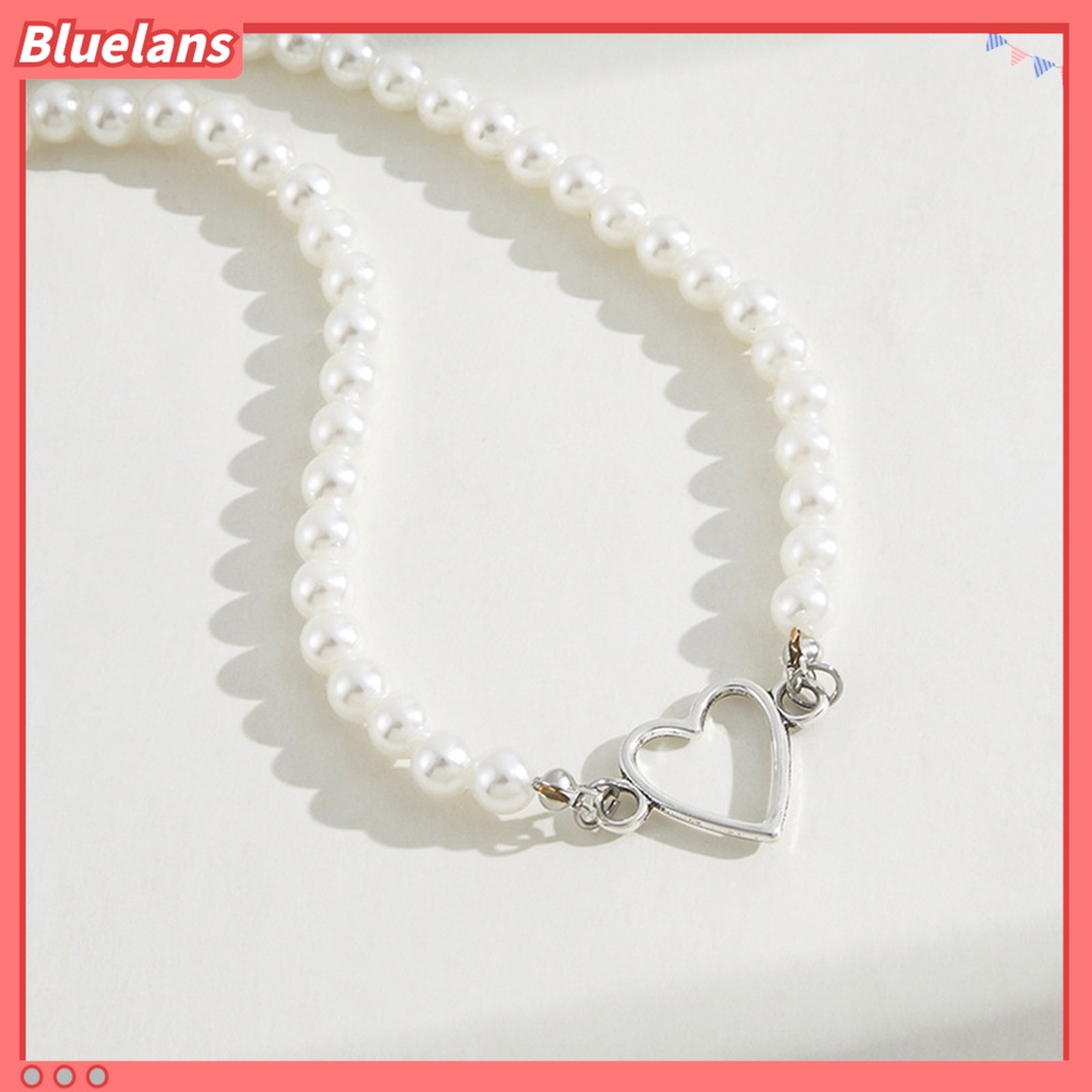 [BLS] Kalung Choker Elegan Berongga Keluar Jantung Geometris Adjustable Extension Rantai Dekorasi Hadiah Mutiara Imitasi Rantai Klavikula Lady Perhiasan Aksesoris Untuk Pacaran