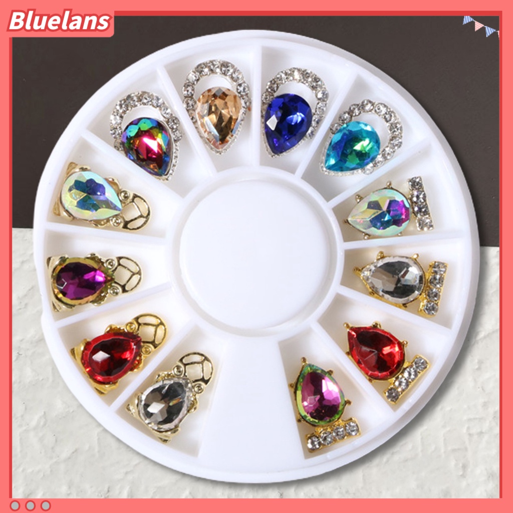 [BLM] 1kotak Dekorasi Kuku Permukaan Berkilau Bentuk Kreatif Alloy 3D Rhinestones Dekorasi Mewah DIY Nail Art Perhiasan Perlengkapan Kuku