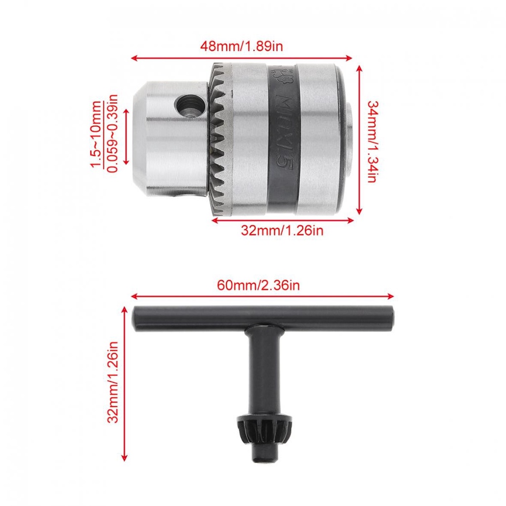 UNTUK Kepala Bor / Drill Chuck 1,5 - 10 mm &amp; 0,8 - 10 mm 20UNF 24UNF M10 M12