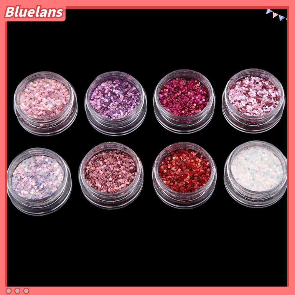 [BLM] 8kotak Kuku Laser Glitter Bubuk Pigmen Nail Art Decor DIY Gel Tips Aksesori