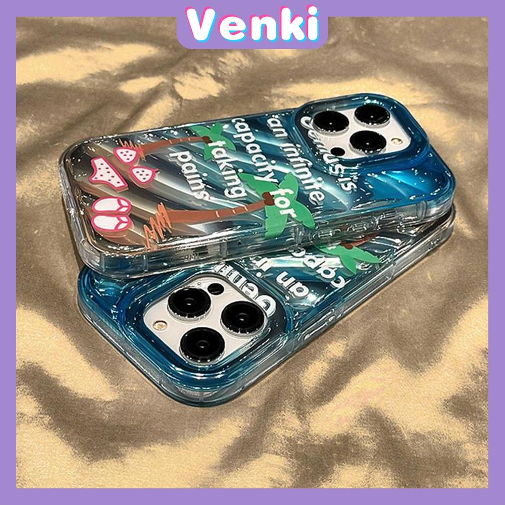 VENKI - Untuk iPhone 11 Transparan Laser Reflektif Ponsel Case TPU Soft Airbag Tahan Guncangan Ponsel Case Gradien Grafiti Keren Berdiri untuk iPhone 14 13 Pro max 12 Pro Max XR XR 7 8Plus