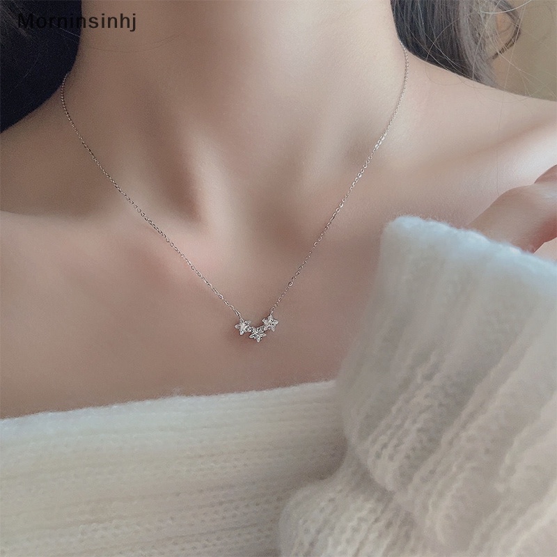 Mornin Fashion Shinny Star Kalung Lucu Gaya Korea Multi-Bintang Liontin Perhiasan Indah Niche Rantai Klavikula Untuk Wanita Hadiah Ulang Tahun id