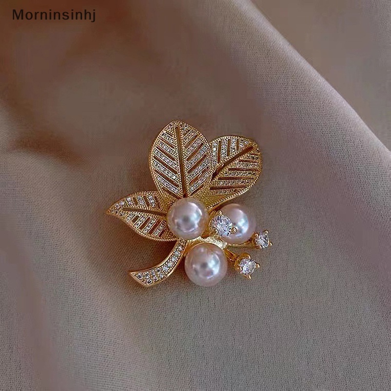 Mornin Golden Apricot Daun Bros Mutiara Imitasi Gaya Korea Bros Fashion id