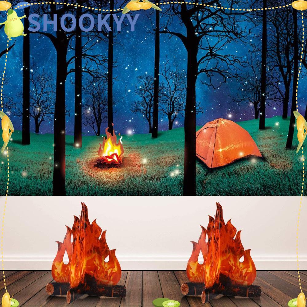 Chookyy 3D Hias Kardus Kertas Api Palsu Baru Untuk Pesta Tema Camping Api Buatan Flame
