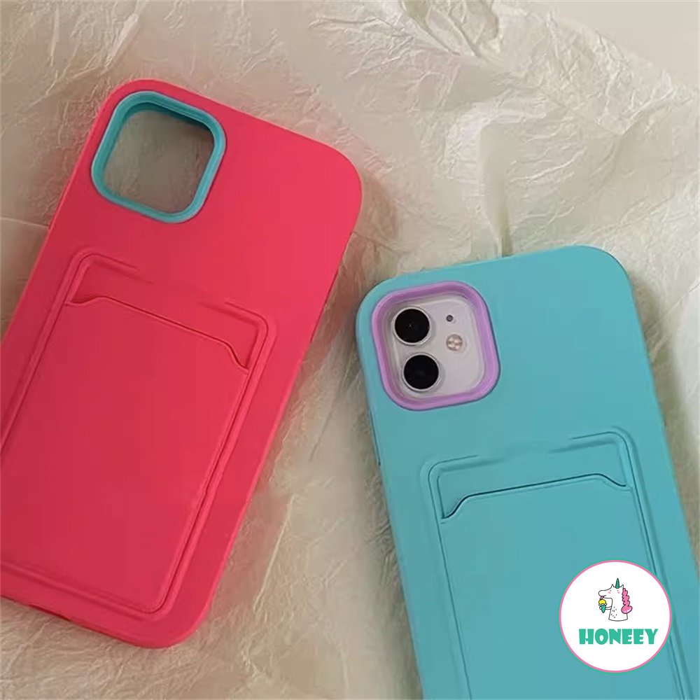 IPHONE Case Holder Tas Slot Kartu Fashion Untuk Iphone14 13 11 12 Pro Max XS Max XR 14Pro Shockproof Soft Dompet Cover