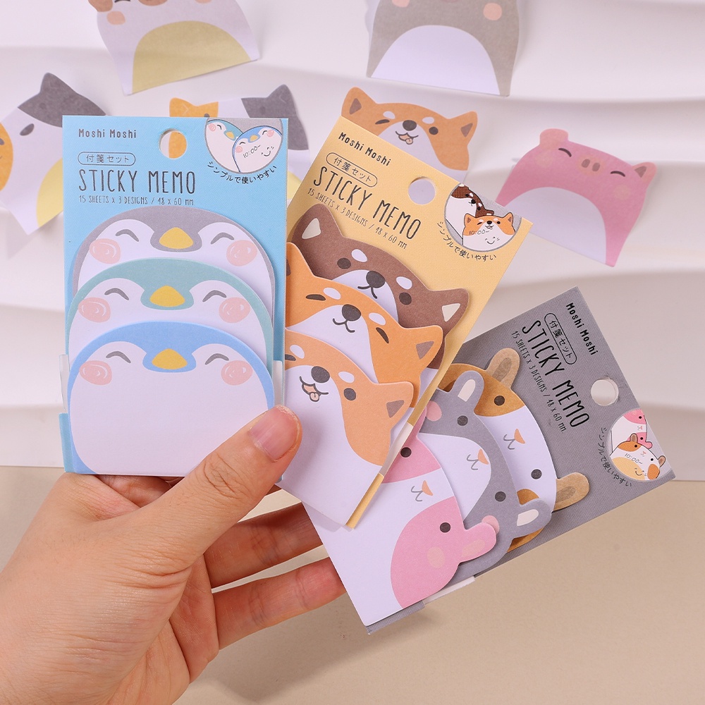 [Unggulan] 20 /45/50Lembar/Pack Stiker Indeks Hewan Kreatif Kertas Lengket Puppy Kelinci Penanda Sticky Notes Perekat Diri Memo Pads Alat Tulis Siswa Perlengkapan Kantor Sekolah