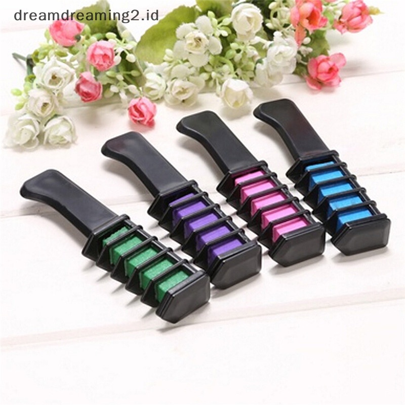(drea) 1pc Pewarna Sementara Colour Hair Chalk Soft Pastel Cream Comb Sikat Rambut Salon //