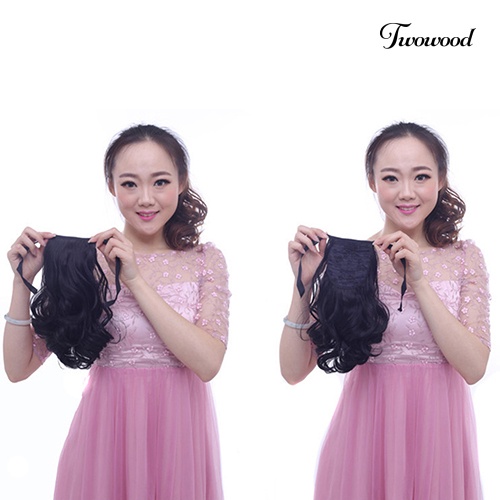 Twowood Fashion Wanita Bergelombang Keriting Palsu Ponytail Klip Rambut Ekstensi Sopak Wig