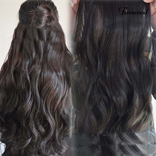 Twowood Wanita Fashion Kecantikan Penuh Kepala Klip Keriting Bergelombang Satu Potong Rambut Ekstensi Wig