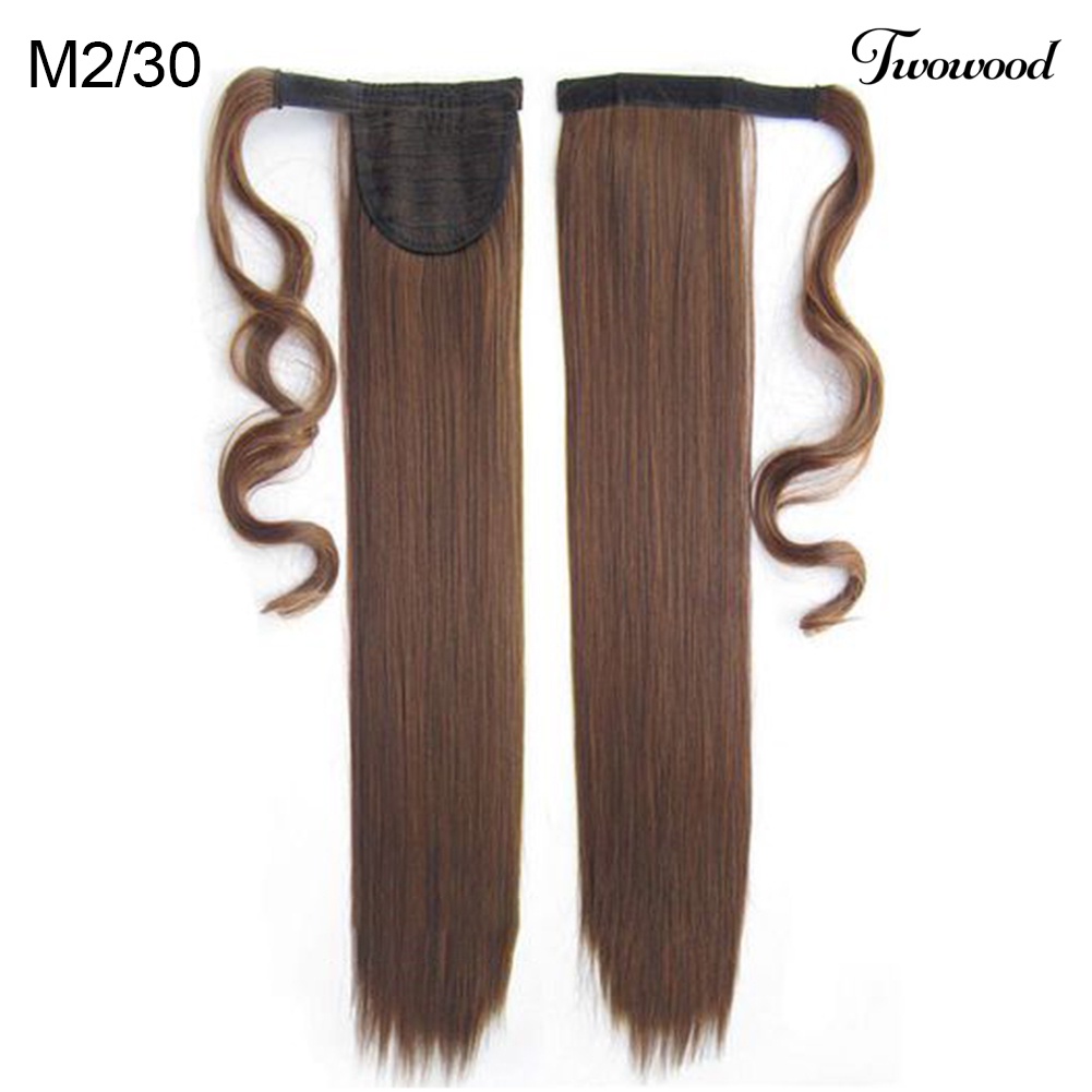 Twowood Wanita Magic Tape Panjang Lurus Wig Ponytail Rambut Ekstensi Cosplay Sopak