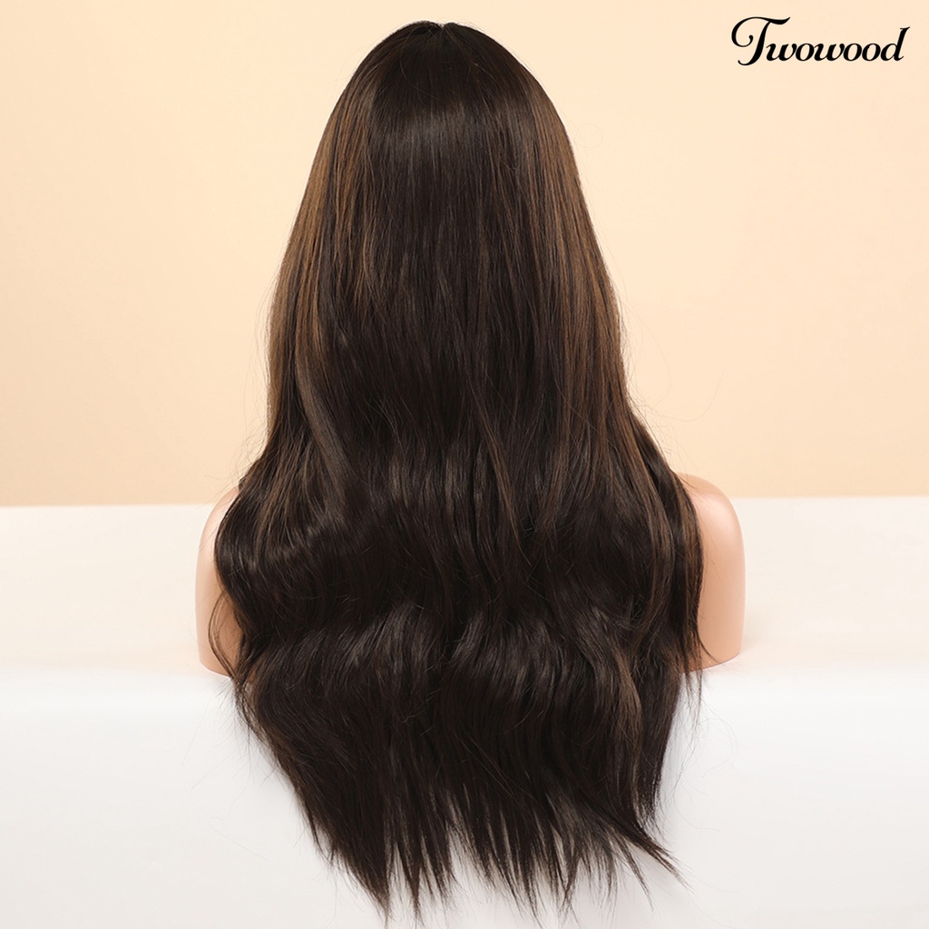 Twowood Wanita Wig Silky Inner Mesh Lembut Ombre Highlight Rambut Alami Bagian Tengah Wig Untuk Perempuan