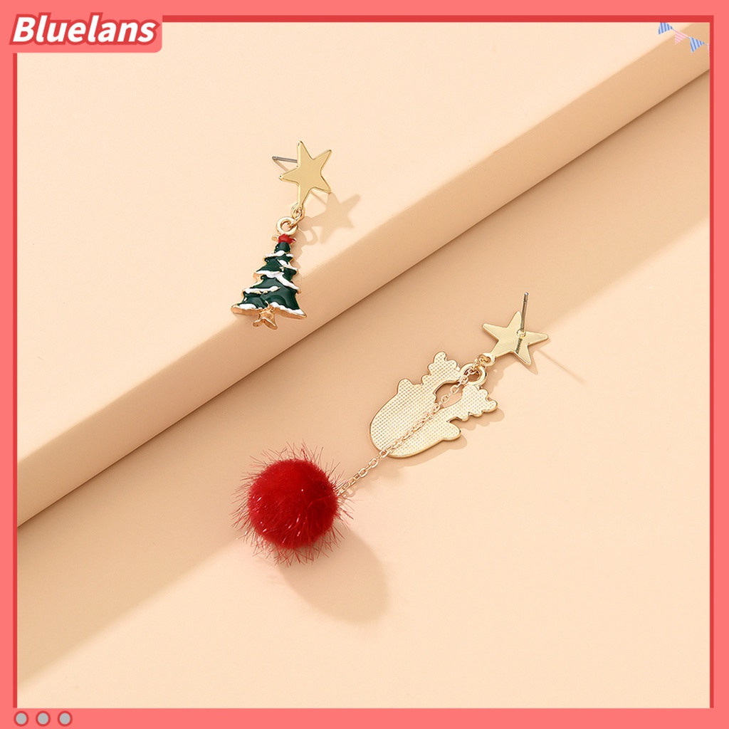 [BLS] 8pcs Anting Natal Indah Multi-Potongan Nyaman Dipakai Suasana Meriah Geometri Liontin Dekorasi Hypoallergenic Gadis Pohon Natal Snowflake Earrings