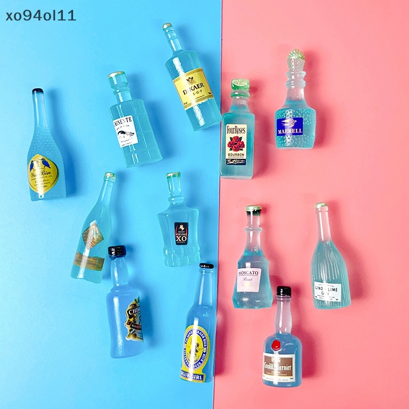 Xo 3Pcs Luminous Blue Wine Bottle Botol Bir Ornamen Dekorasi Lanskap Mikro Rumah Boneka Miniatur Mainan OL