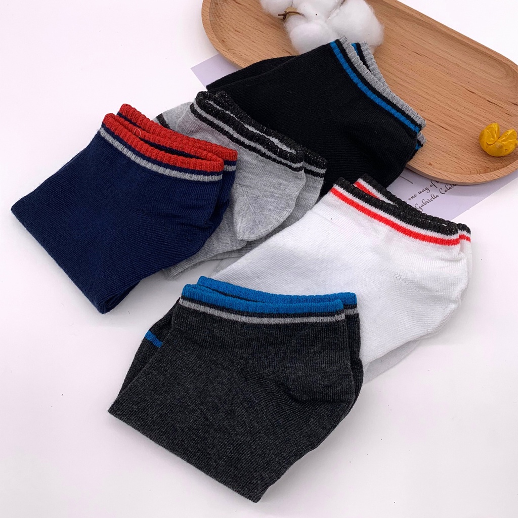 ☛TK☚ Kaos Kaki Korea Style Casual Sport Motif Garis Kaos Kaki Pria Wanita Bahan Katun  KK124