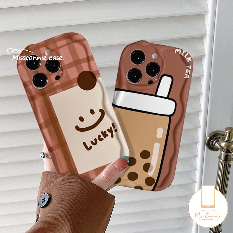 Casing Smiley Lucu Imut Untuk Redmi 9A A1 10A 9T 9a2 10C 10 9C NFC Note8 9 10s 11s 11 10 Pro Max Plus 10Pro POCO M3 Soft Tpu 3D Wavy Curved Edge Kartun Milk Tea Phone Cover