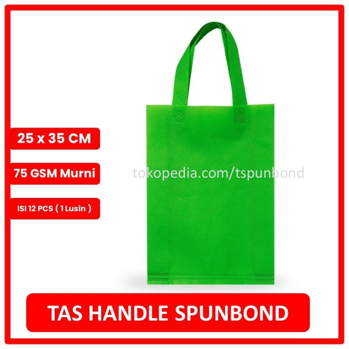 

[SC] Tas Spunbond Handle ukuran 25x35 Lusinan - Warna Hijau Muda