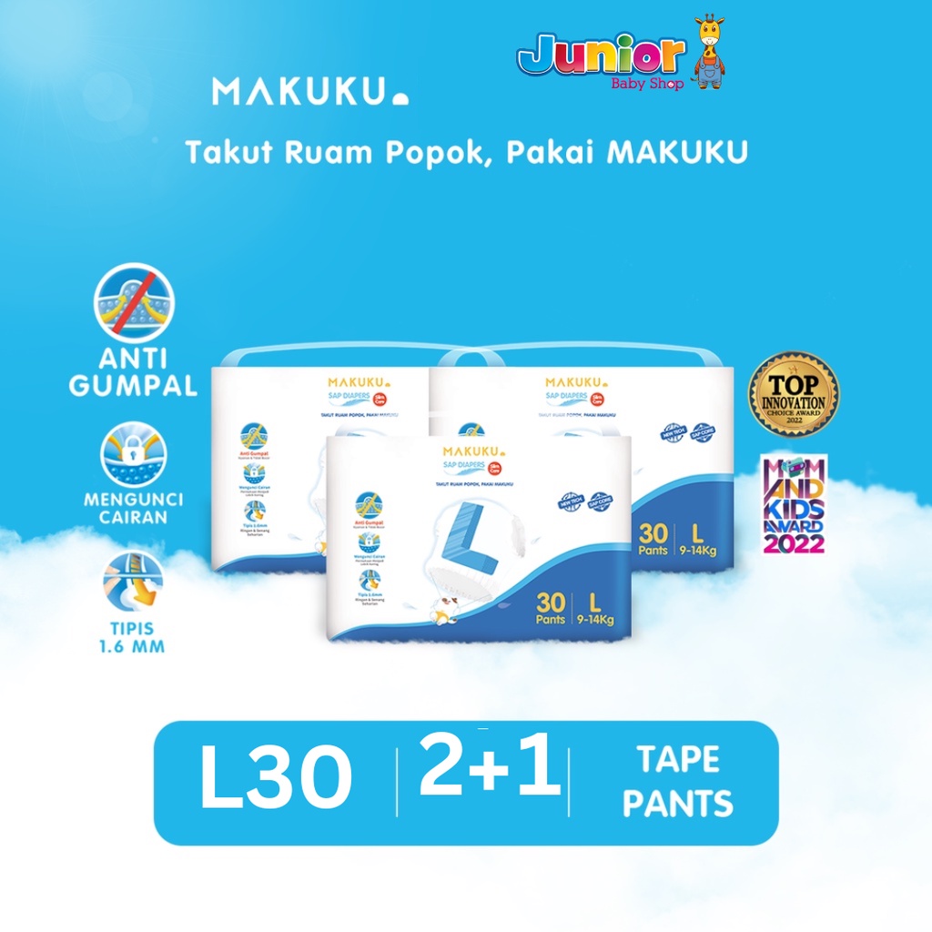 Makuku Air Diapers Slim Care M32|L30 Buy 2 Get 1