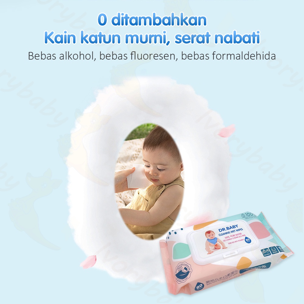 Ivorybaby Tissue Basah bayi pure gentle baby wipes antibacterial 80 sheets