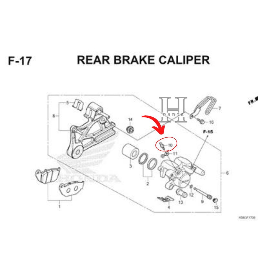 BAUT SETELAN ANGIN PEMBUANGAN MINYAK REM DRAT KASAR SCREW BLEEDER MOTOR HONDA 43352-568-004 ASLI ORIGINAL AHM HGP