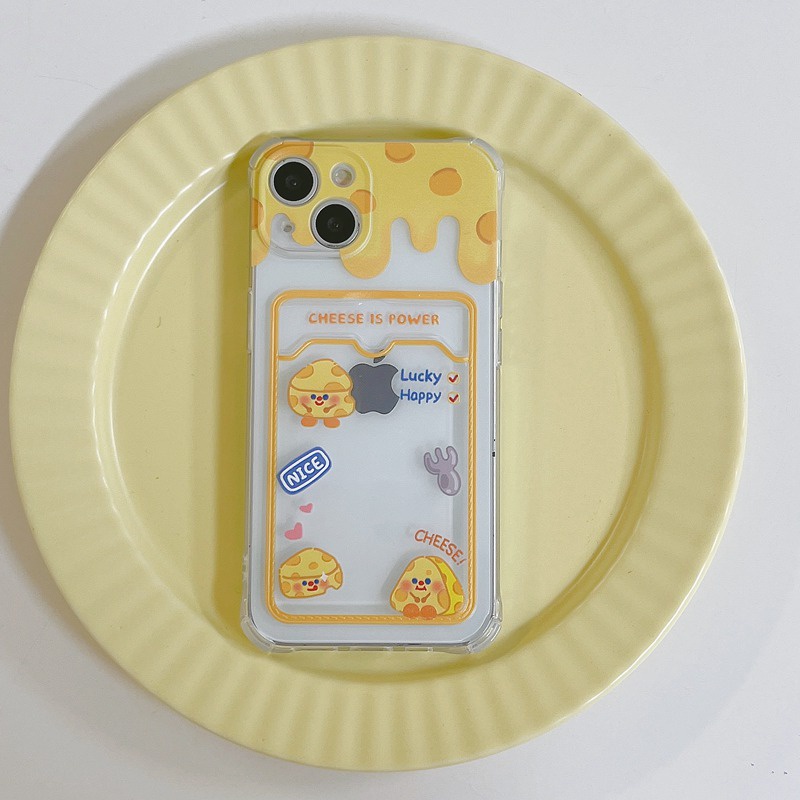 Card Case Happy Cheese Soft Case HP iP iPhone 14 13 12 11 Pro X XS XR Max 7 8 + Plus FTD Casing Apple