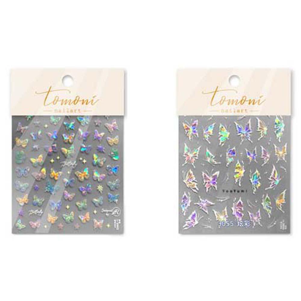 Needway Stiker Kuku Kupu-Kupu Fashion Ins Style Phantom Butterfly Colorful Star Nail Dekorasi