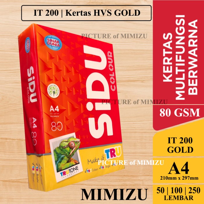 

SIDU Kertas HVS Warna A4 80 Gsm IT200 GOLD (Kuning Gold)