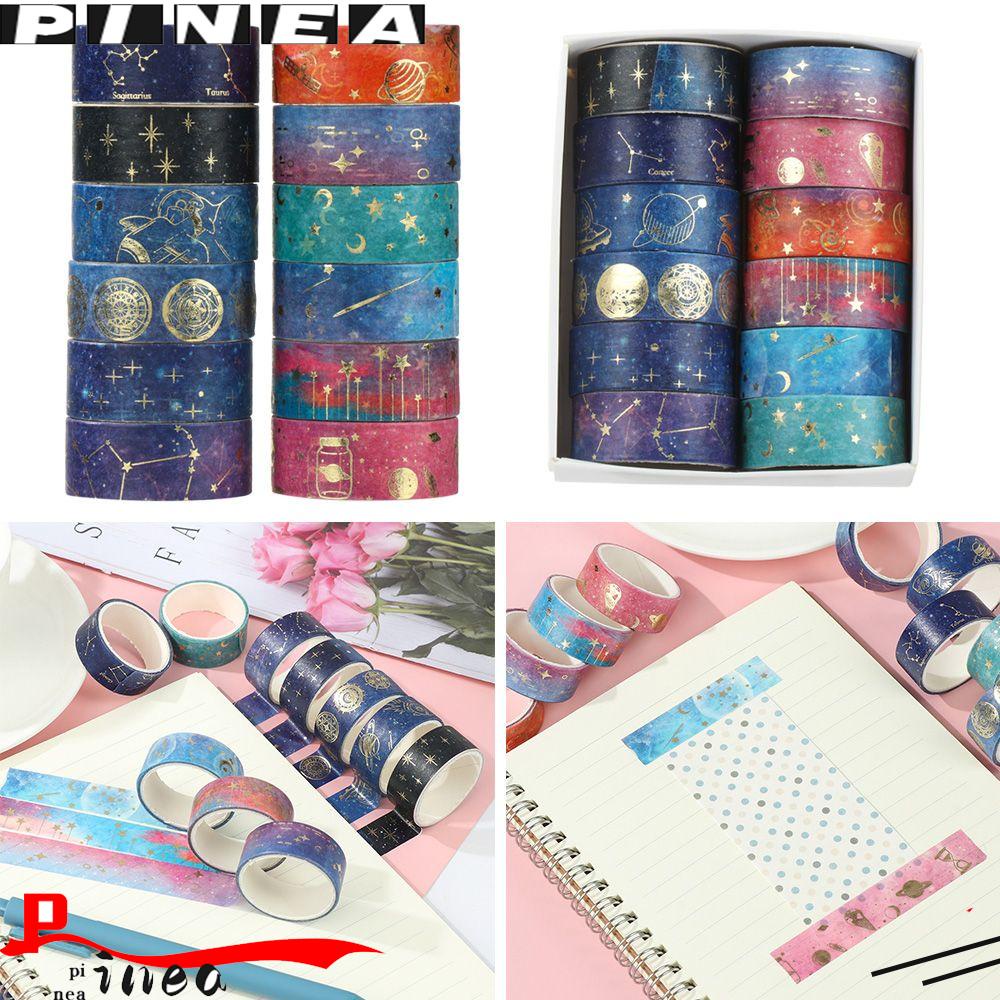 Nanas 12Rolls /Set Washi Tape DIY Diary Perekat Foil Emas Stiker Hias