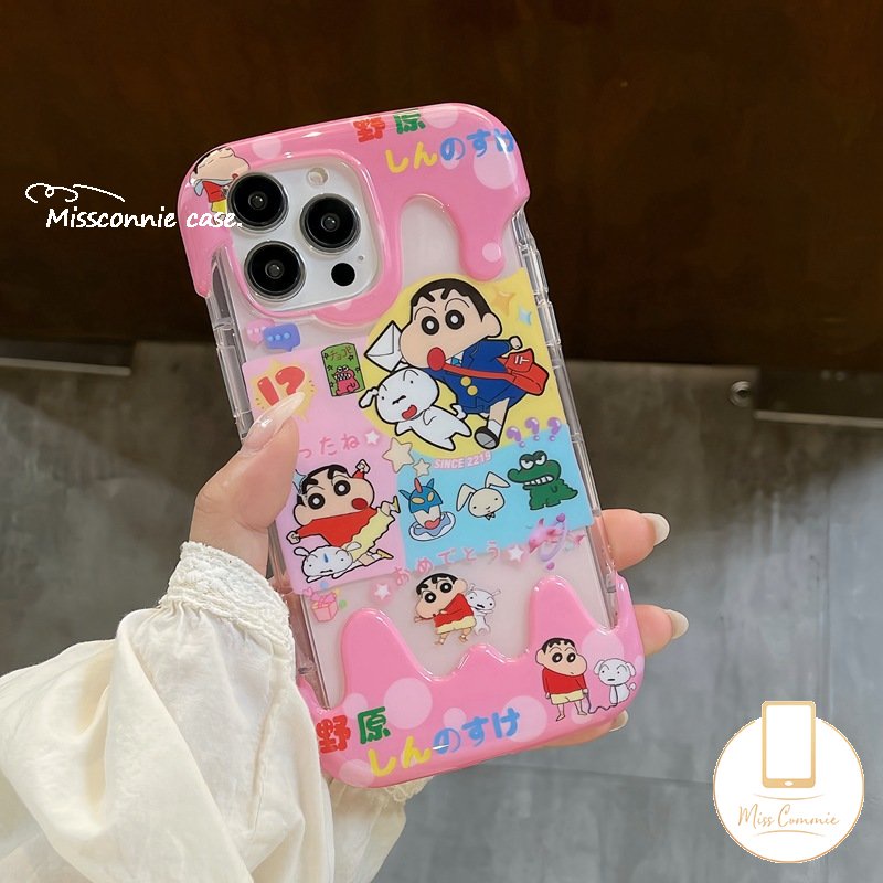 Casing Ponsel Crayon Shin-chan Kartun Lucu Kompatibel Untuk IPhone 7Plus 11 14 13 12 Pro Max XR 78 Plus X XS Max Shockproof Creative Candy 3D Ice Cream Soft Tpu Cover