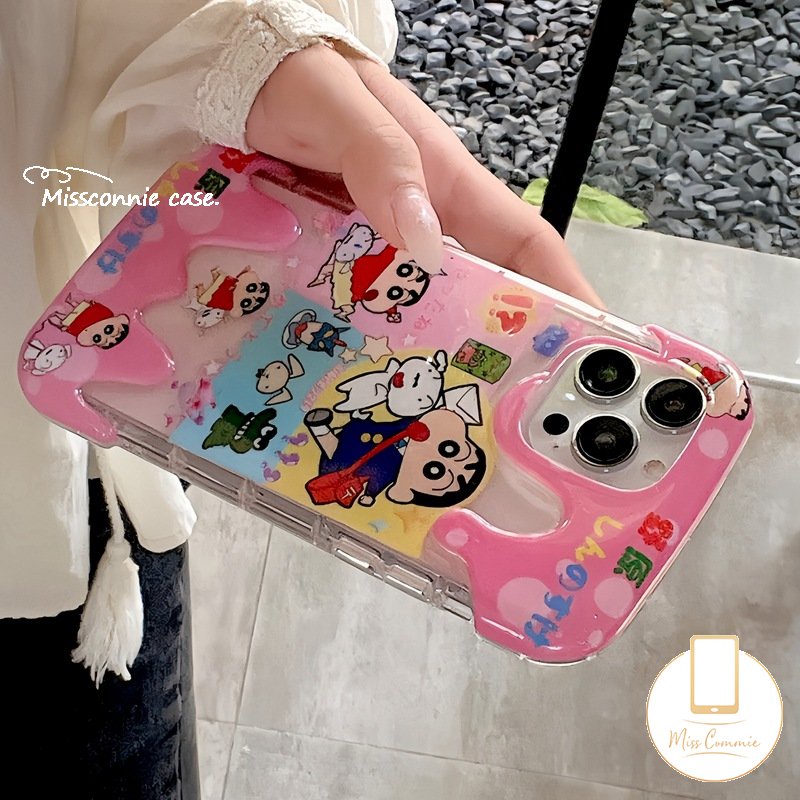 Casing Ponsel Crayon Shin-chan Kartun Lucu Kompatibel Untuk IPhone 7Plus 11 14 13 12 Pro Max XR 78 Plus X XS Max Shockproof Creative Candy 3D Ice Cream Soft Tpu Cover