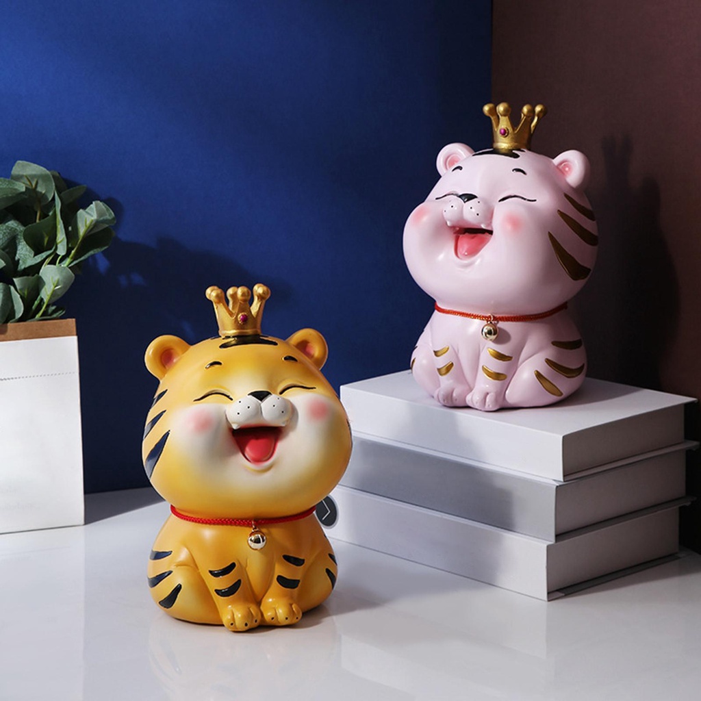 Huit Ornamen Celengan Patung Miniatur Harimau Lucu Untuk Rumah Kantor Kamar Tidur Kuning