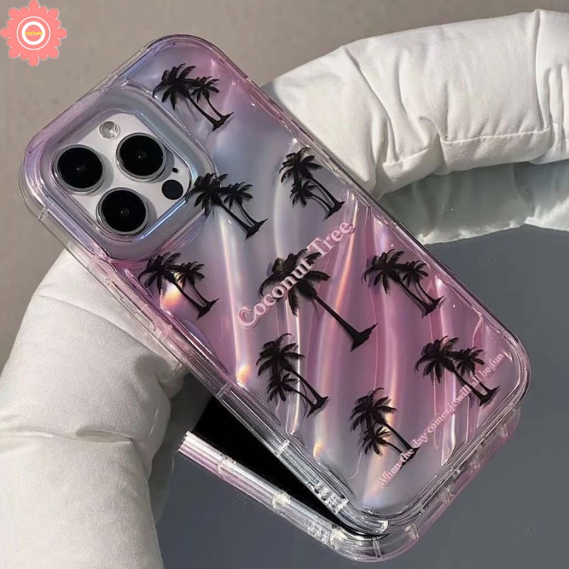 IPHONE Casing Kartu Laser Cinta Hati Bintang Kompatibel Untuk Iphone11 13 14 12 Pro MAX XR 7Plus 78 6 6S Plus X XS MAX SE 2020kreatif 3D Stereo Korgasi Fantasi Pohon Kelapa Soft Cover