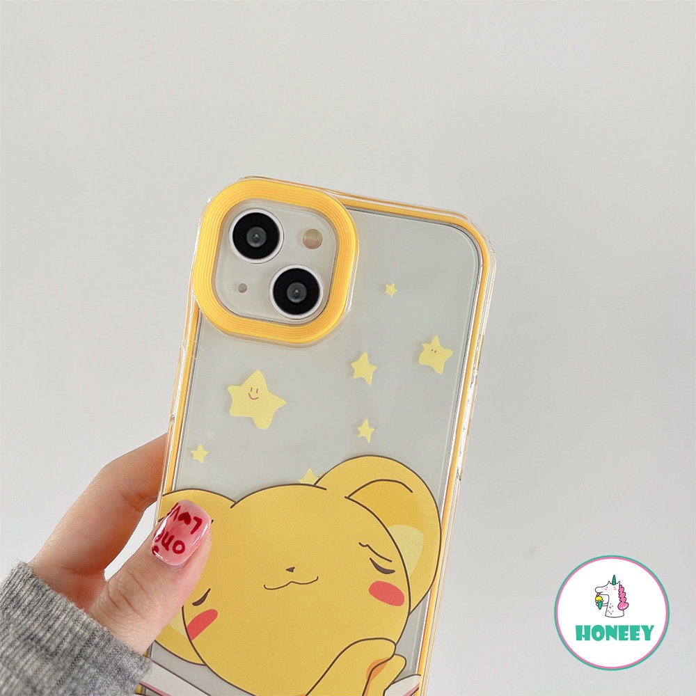 IPHONE Fashion 3in1 Lovely Animal Phone Case Untuk Iphone11 12 /12pro 13 14 Pro Max XR Xs7 8 Plus Transparan Shockproof Lembut TPU Penutup Belakang