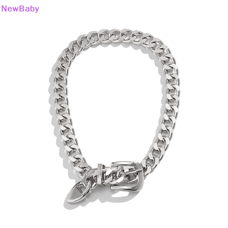 Newbaby Fashion Hip Hop Punk Metal Belt Gesper Rantai Choker Kalung Perhiasan Untuk Wanita Tebal Chunky Klavikula Rantai Necklaces ID