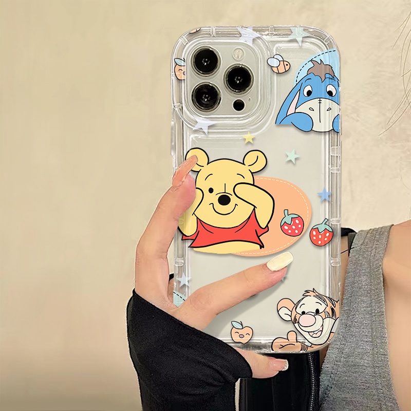 IPHONE Cute Bear Transparan Lembut Casing Ponsel Kompatibel Untuk Iphone14 13 11 12 Pro XS Max X XR 7+ 8plus Casing TPU Silikon Shockproof Cover