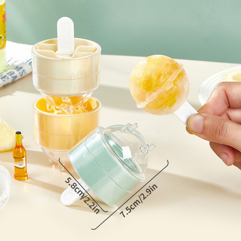 [Fitur] Lollipop Icy Sphere Freezing Cup Popsicle Ice Hoki DIY Cetakan Musim Panas Buah Puding Membuat Cetakan Mudah-demoulding Ice Ball Kotak Dengan Tutup