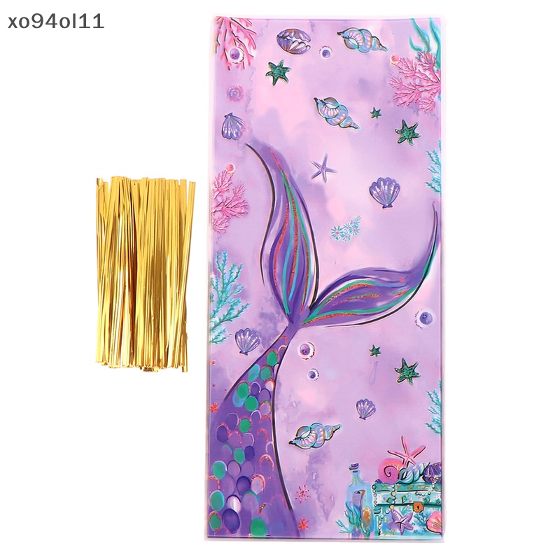 Xo 50Pcs Mermaid Party Candy Bags Biskuit Packing Bag Mermaid Tas Hadiah Ulang Tahun OL