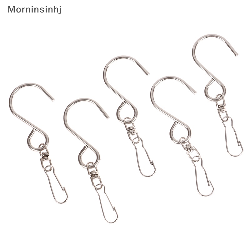 Mornin 5pcs Kait Putar Klip Kait Stainless Steel Halus Berputar Untuk Gantung Angin Spinner Lonceng Angin Kristal Alat Pesta id
