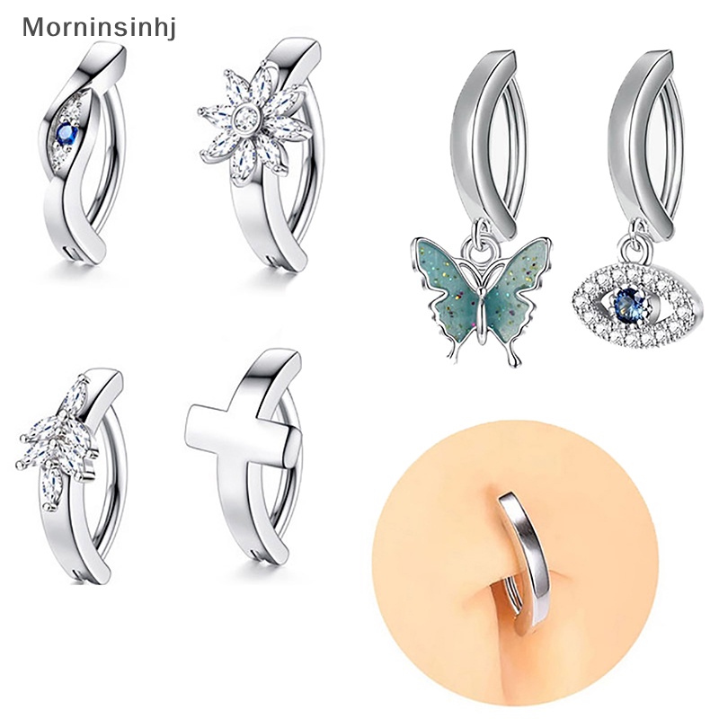 Mornin Bunga Menjuntai Belly Button Rings Stainless Steel Fashion Perhiasan Perut Klip Pusar Untuk Wanita Tubuh Sexy Dekorasi id