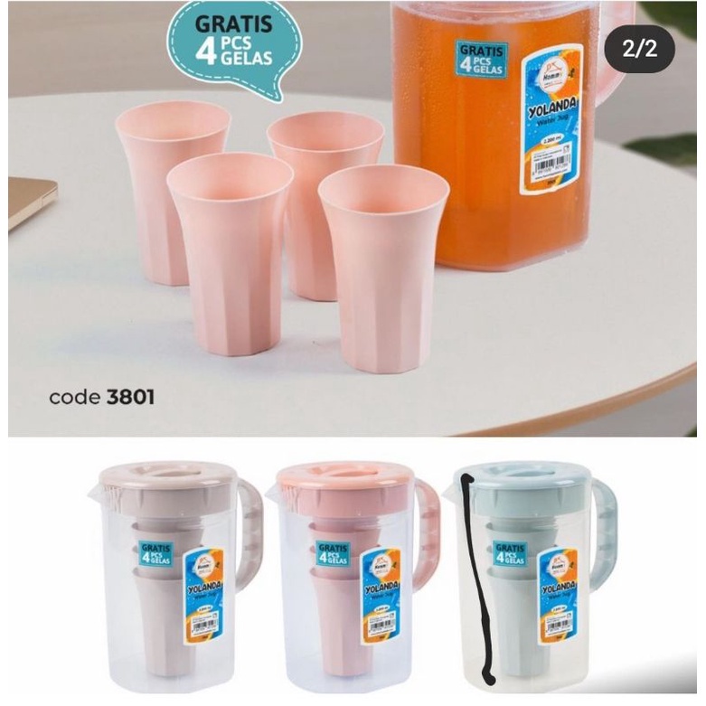 TEKO GELAS 2,2 L - WATER JUG BPA FREE - CERET PLASTIK - TEKO SET JUS kopi teh minuman MURAH PORTABLE warna zharazu