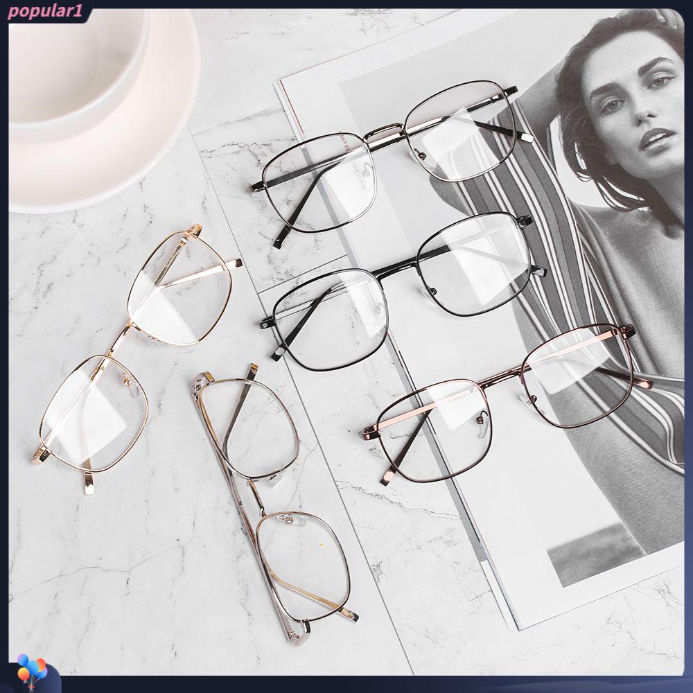 Kacamata Kotak Populer Vintage Portable Metal Optical Glasses